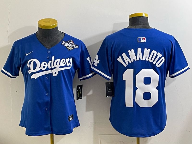 Youth 2025 Los Angeles Dodgers #18 Yamamoto Blue Game Nike MLB Jersey style 0028